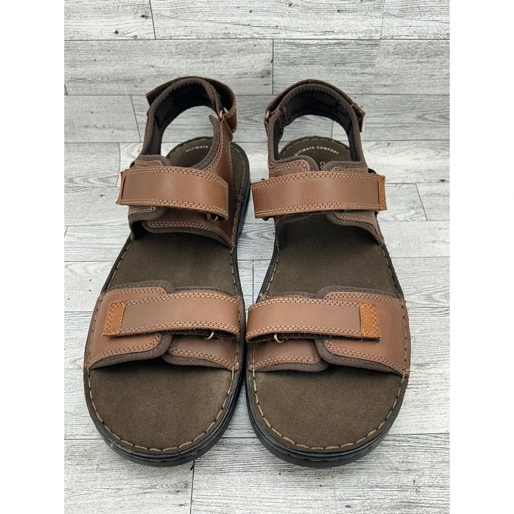 Clarks Malone Shore‎ Mens Tan Leather Sandals Size 13 M 261481047120